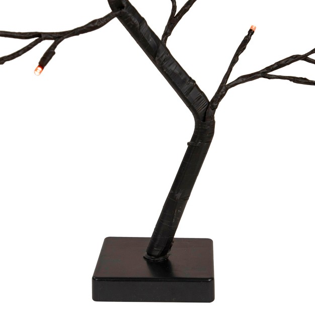 Led Lighted Black Halloween Twig Tree Orange Lights