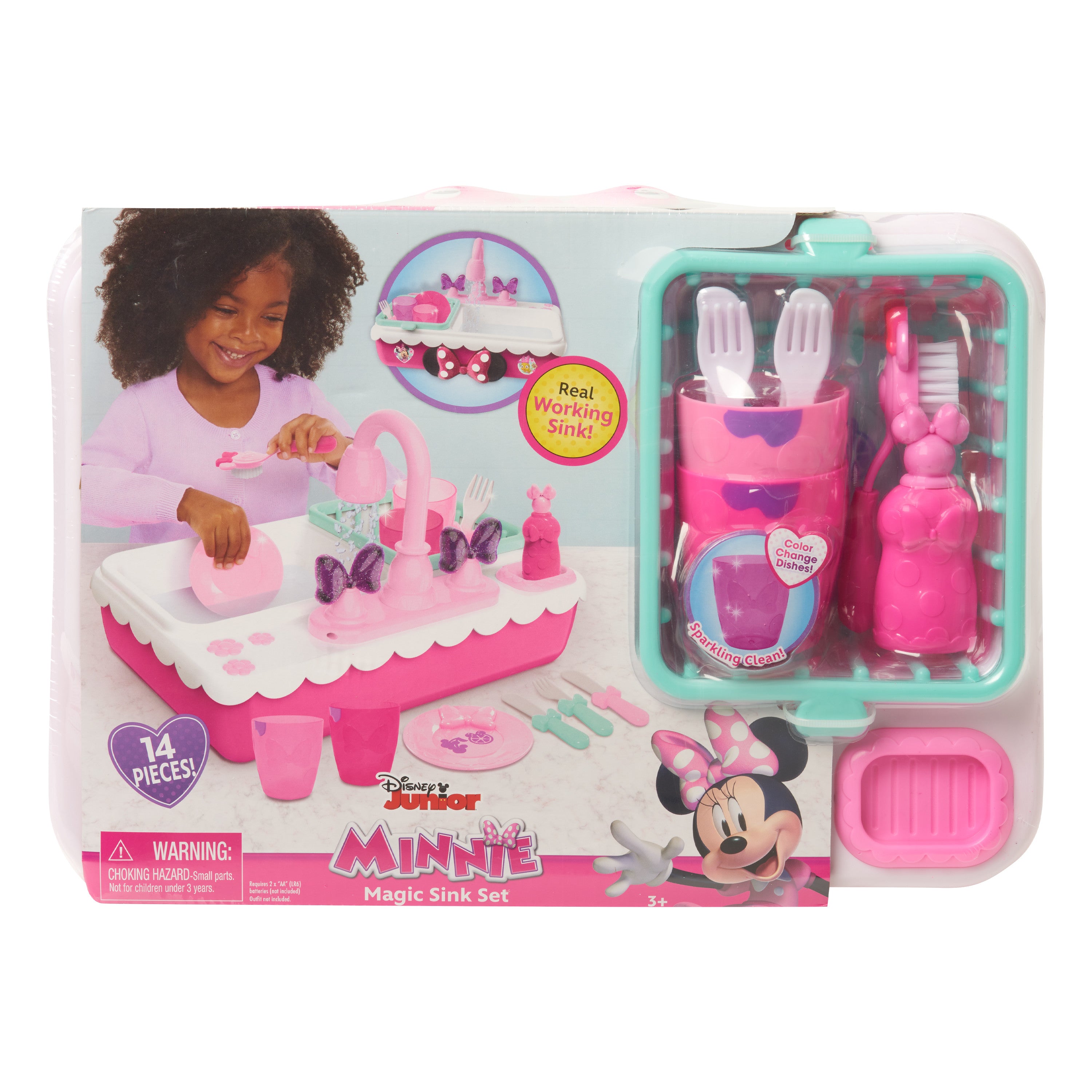 Minnie's Happy Helpers Magic Sink Set, Pretend Play Working Sink, Officially Licensed Kids Toys for Ages 3 Up, Gifts and Presents