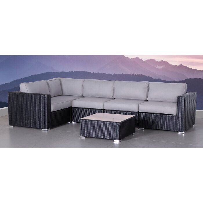 6 Piece Rattan Sectional Seating Group with Cushions