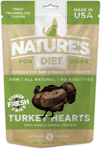 Nature's Diet Turkey Heart Raw Freeze-Dried Dog Treats， 4-oz pouch