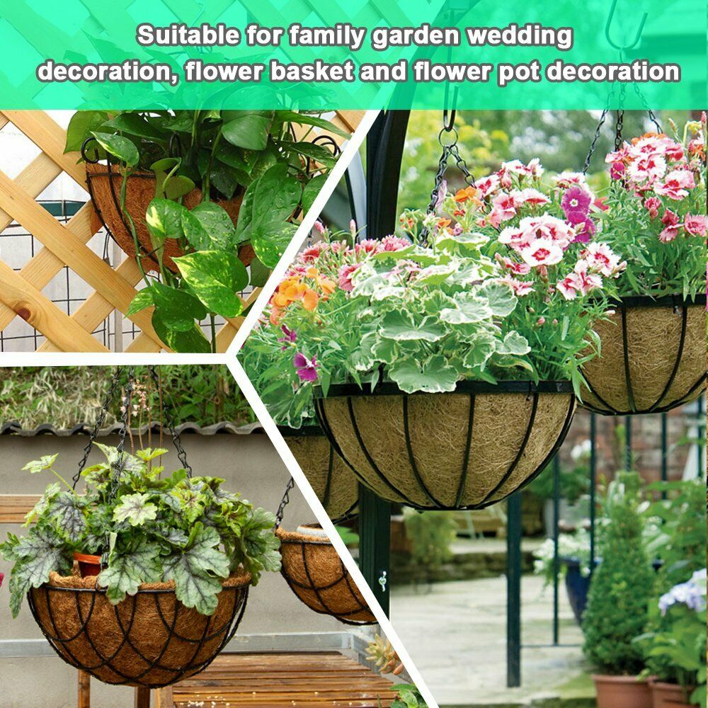 EROCK 2pcs 8" Round Coco Coir Liners Replacement for Hanging Basket, 100% Natural Pre-Formed Coconut Fiber Planter Liners for Garden Flower Vegetables Pot/Wall Hanging Baskets/Fence Flower Baskets