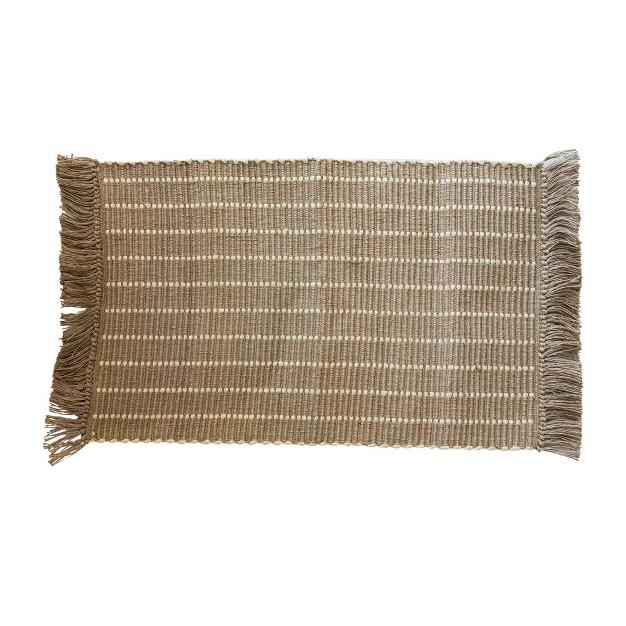 Foreside Home amp Garden 2 x27 x3 x27 Jute Striped Hand Woven Decorative Indoor Rug