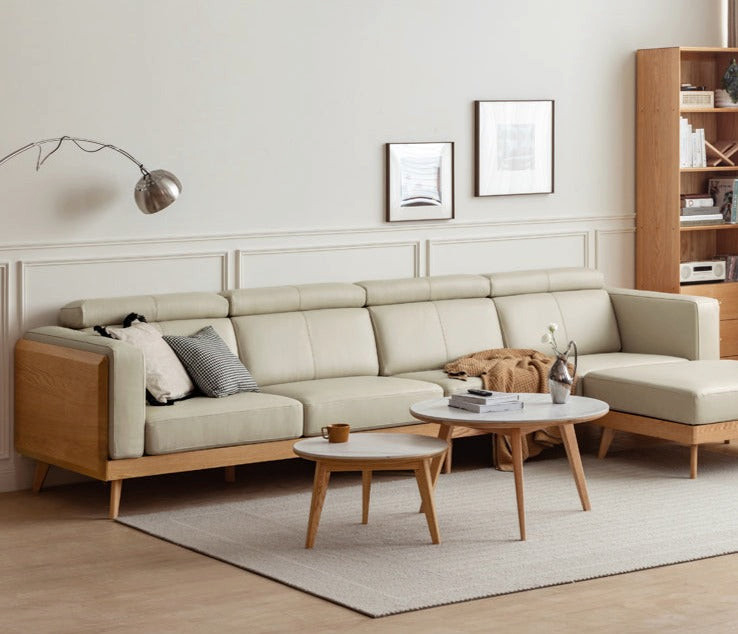 North American OAK Solid Wood Sectional Sofas genuine Leather   Midcentury   Sectional Sofas   by GVAwood  Houzz