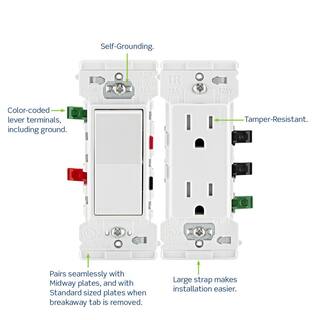 Leviton Decora Edge 15 Amp 3-Way Switch White R02-E5603-0SW