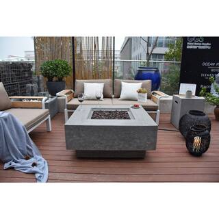 ENVELOR:Envelor Elementi Manhattan 36 in. x 36 in. Square Concrete Propane Fire Pit Table with Lava Rock ENV-OFG103-LP