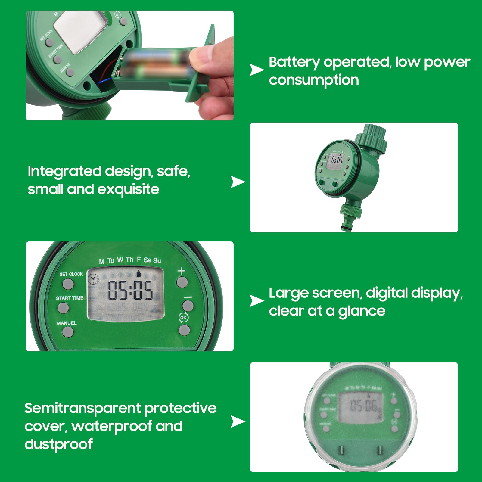 KKmoon Digital Automatic Watering Timer Programmed Garden Irrigation Timer Battery Operated Intelligent Water Irrigation Controller for Lawn Farmland Courtyard Greenhouse