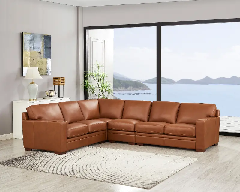 Chatsworth Brown Leather 4 Piece Sectional