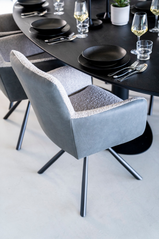 Beige Boucl√© With Gray Accent Chair  Eleonora Stef   Midcentury   Armchairs And Accent Chairs   by Luxury Furnitures  Houzz