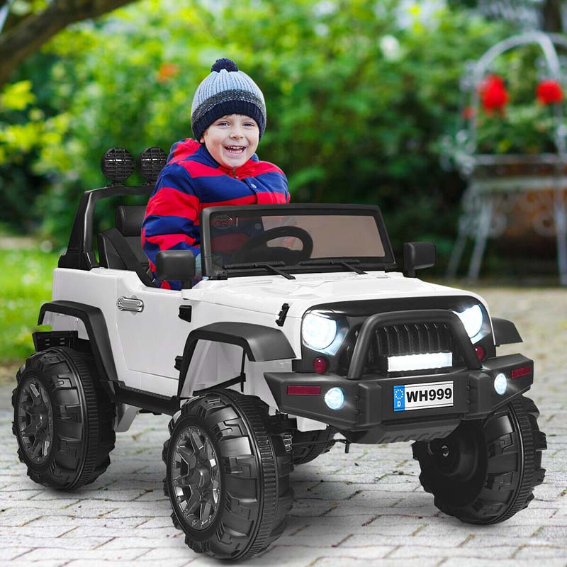 12V Kids Ride On Truck Battery Powered Riding Toy Car Jeep with Spring Suspension & Trunk