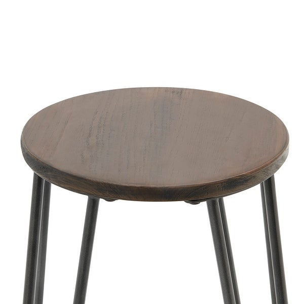 Joe KD Backless Stool Wood Seat， (Set of 2)