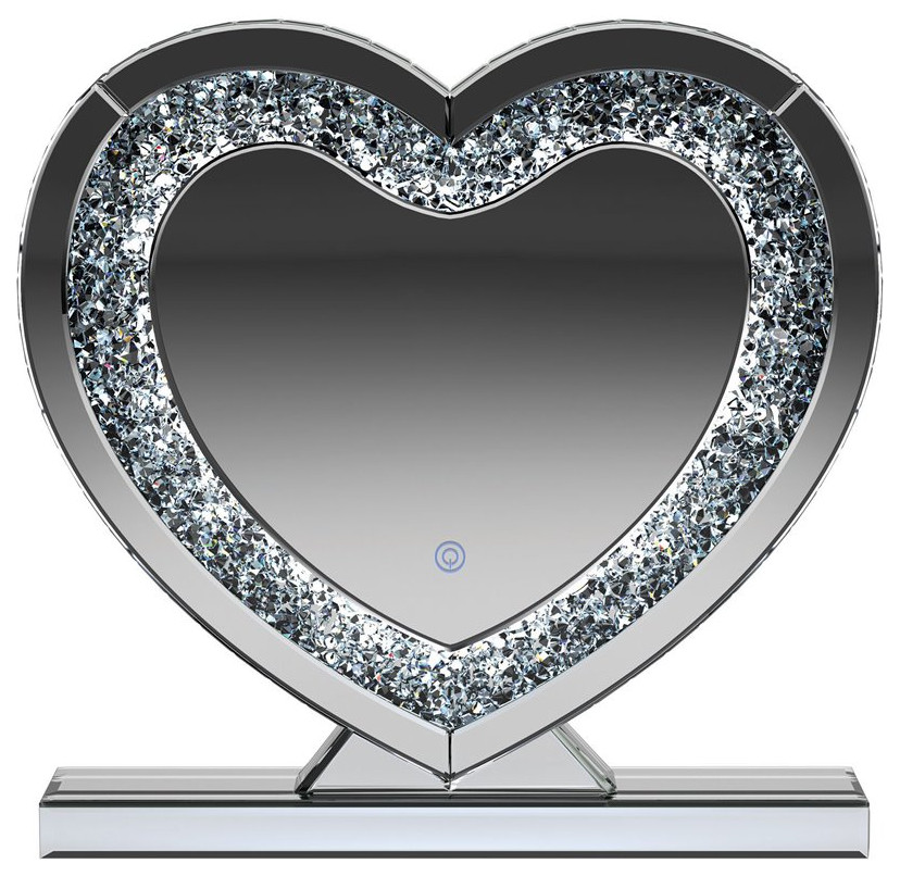 Coaster Euston Contemporary Glass Heart Shape Table Mirror in Silver   Contemporary   Side Tables And End Tables   by Homesquare  Houzz