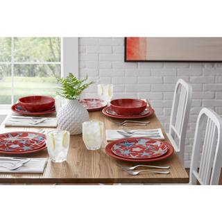 StyleWell Taryn Melamine Dinnerware Set in Ribbed Chili Red (Service for 4) FF58SETCHI