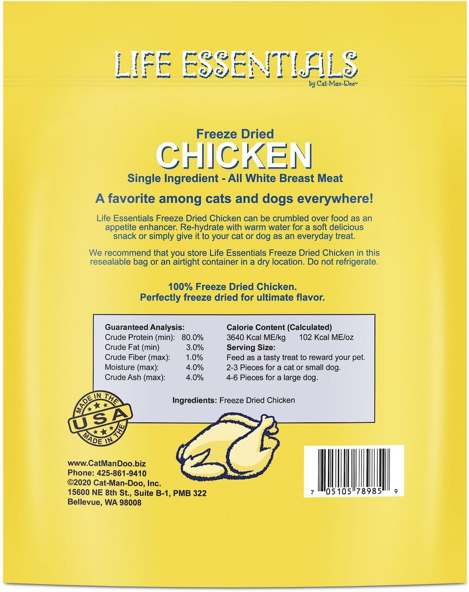 Cat-Man-Doo Life Essentials Chicken Freeze-Dried Cat and Dog Treats