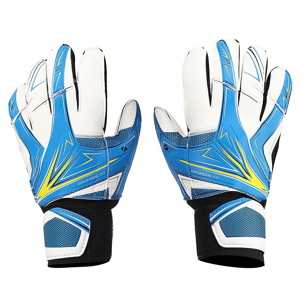 A Pair Latex Anti-skid No.6 Children Football Goalkeeper Gloves Soccer Ball Goaltender Glove(blue Free Size)