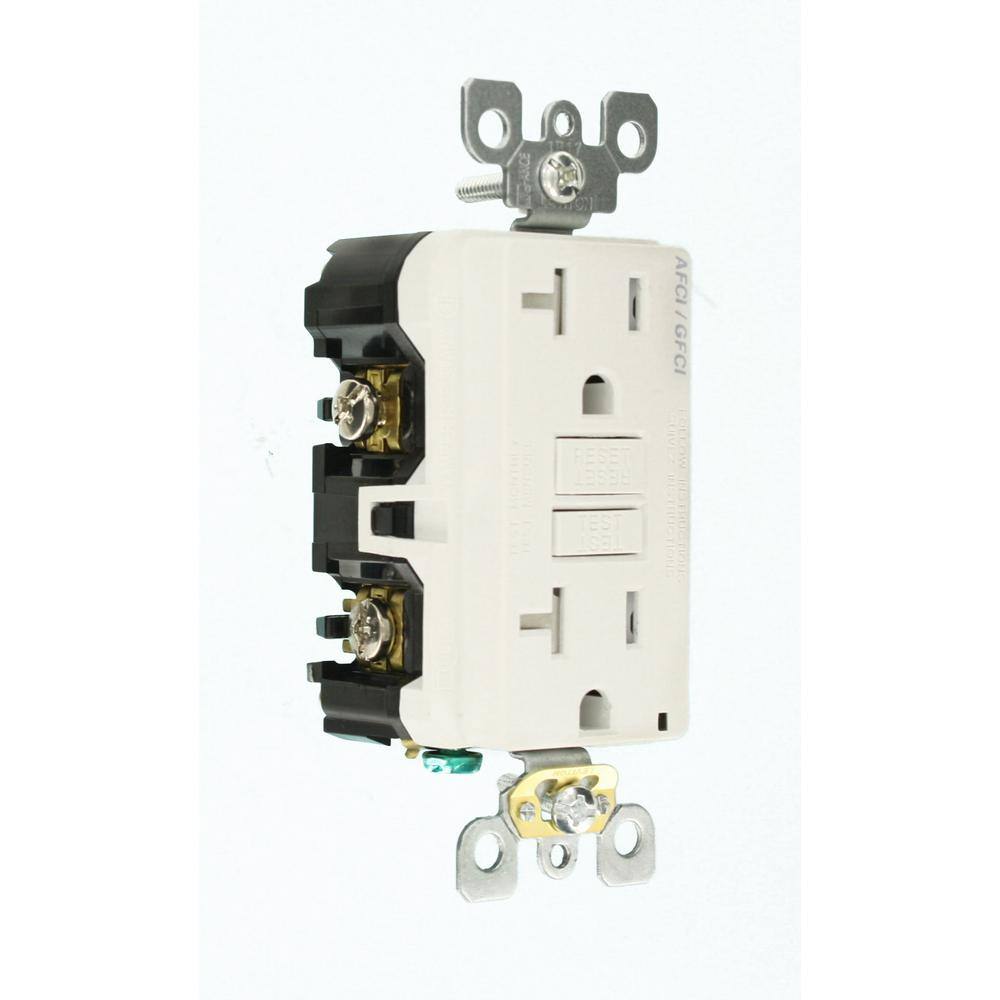 Leviton 20 Amp 125-Volt Duplex Self-Test SmartlockPro Tamper Resistant AFCIGFCI Dual Function Outlet White R02-AGTR2-0KW