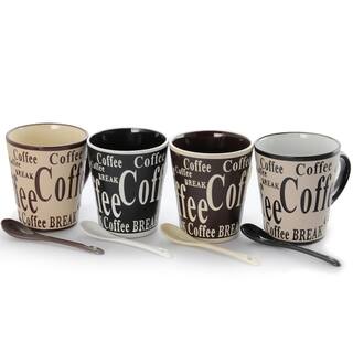 Mr. Coffee Dolce Cafe 10 oz. Assorted Designs Ceramic Cup and Spoon Set (8-Piece) 985118091M