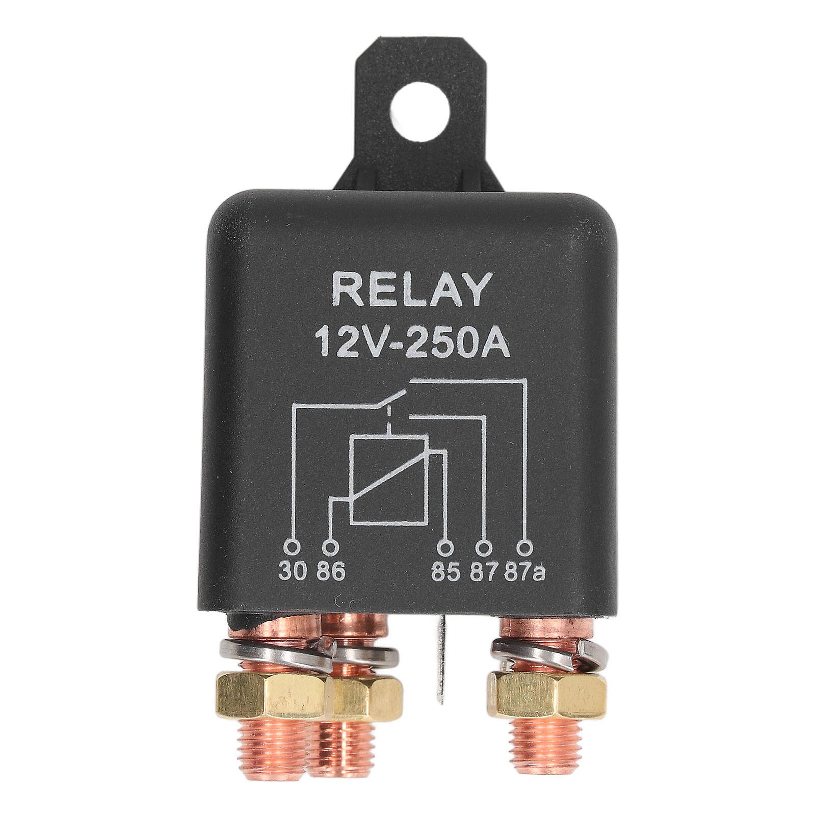 Car Start Relay 5 Pin 250A Stainless Steel Brass Normally Open Auto Start Relay for Lawn Mower DC 12V