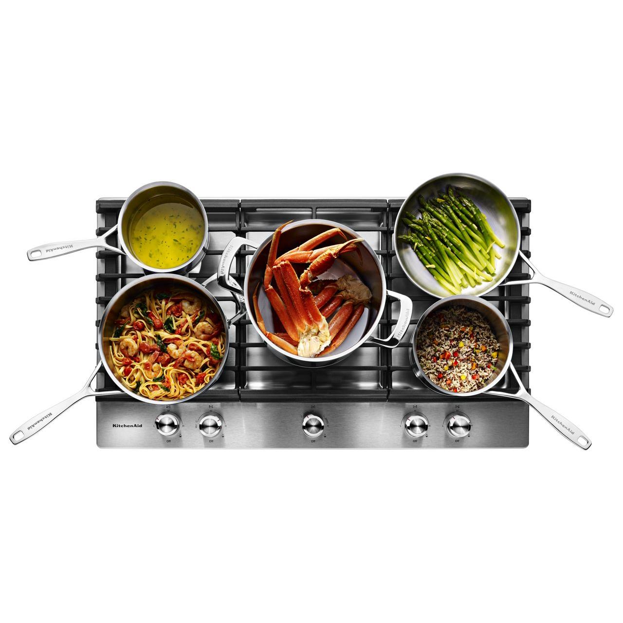 KitchenAid 36-inch Built-in Gas Cooktop with Even-Heat? Burner KCGS556ESS