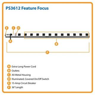 Tripp Lite 120-Volt 12-Outlet Vertical Power Strip PS3612