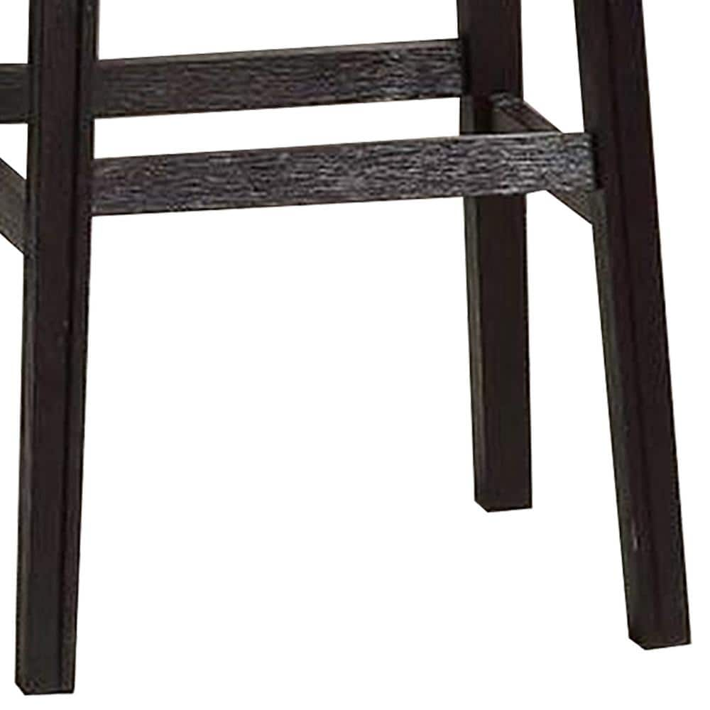 Benjara 29 in. H Gray and Red Wooden Bar Stool with Upholstered Cushion Seat (Set of 2) BM233108