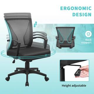 LACOO Office Black Mid Back Swivel Lumbar Support Desk Computer Ergonomic Mesh Chair with Armrest T-OCNC7510