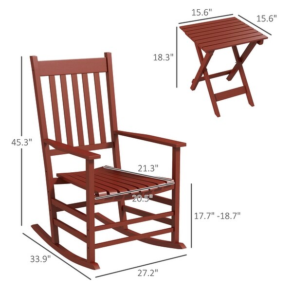 Outdoor Rocking Chair Set of 2 with Side Table