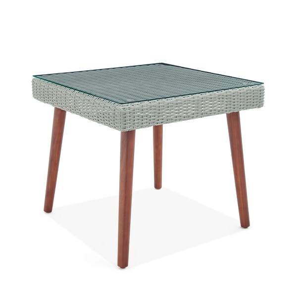 Bayden Grey Outdoor Wicker Tall Glass Top Cocktail Table by Havenside Home