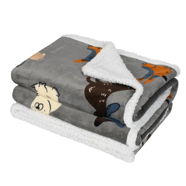 Catalonia Dog Print Fleece Throw Blanket Soft Mink Plush Couch Blanket Fuzzy Fluffy Comfy Warm Throws Comfort Caring Gift 50x60 Inches Grey