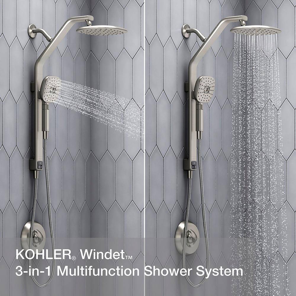 KOHLER Windet Showering Rail Combo in Vibrant Brushed Nickel K-R27971-G-BN