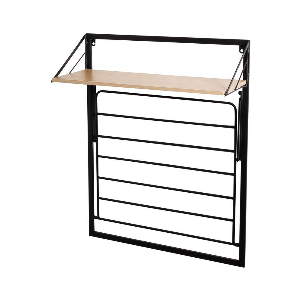 Honey-Can-Do 31 in. H x 24 in. W x 20 in. D Wall Mounted Drying Rack with Shelf in BlackNatural DRY-09784