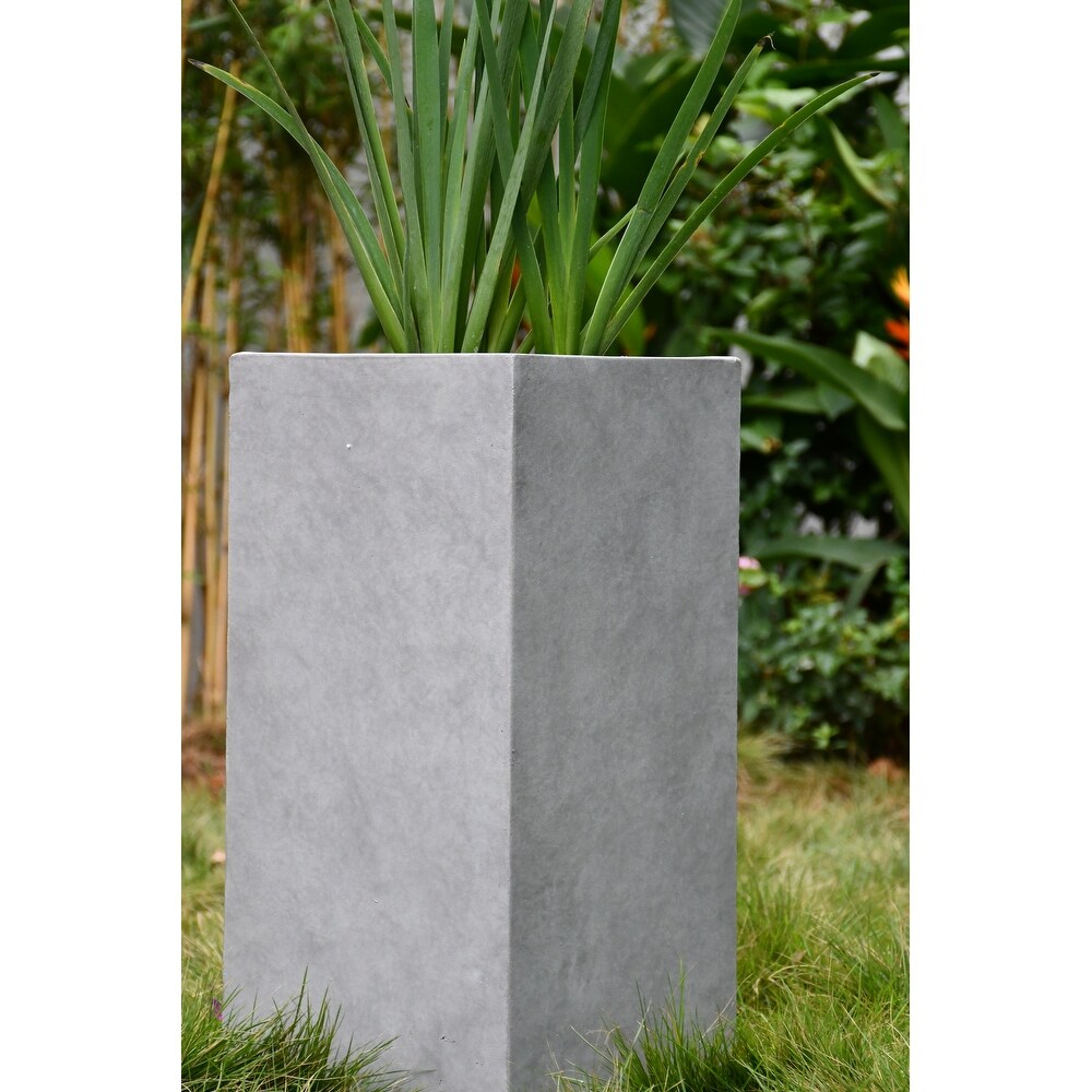 Kante Lightweight Tall Square Outdoor Planter  28 Inch Tall  Concrete   14\