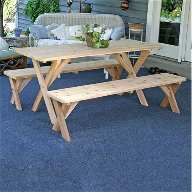 Creekvine Designs WF27WCLTCB5CVD 27 in. x 5 ft. Red Cedar Backyard Bash Cross Legged Picnic Table with Detached Benches