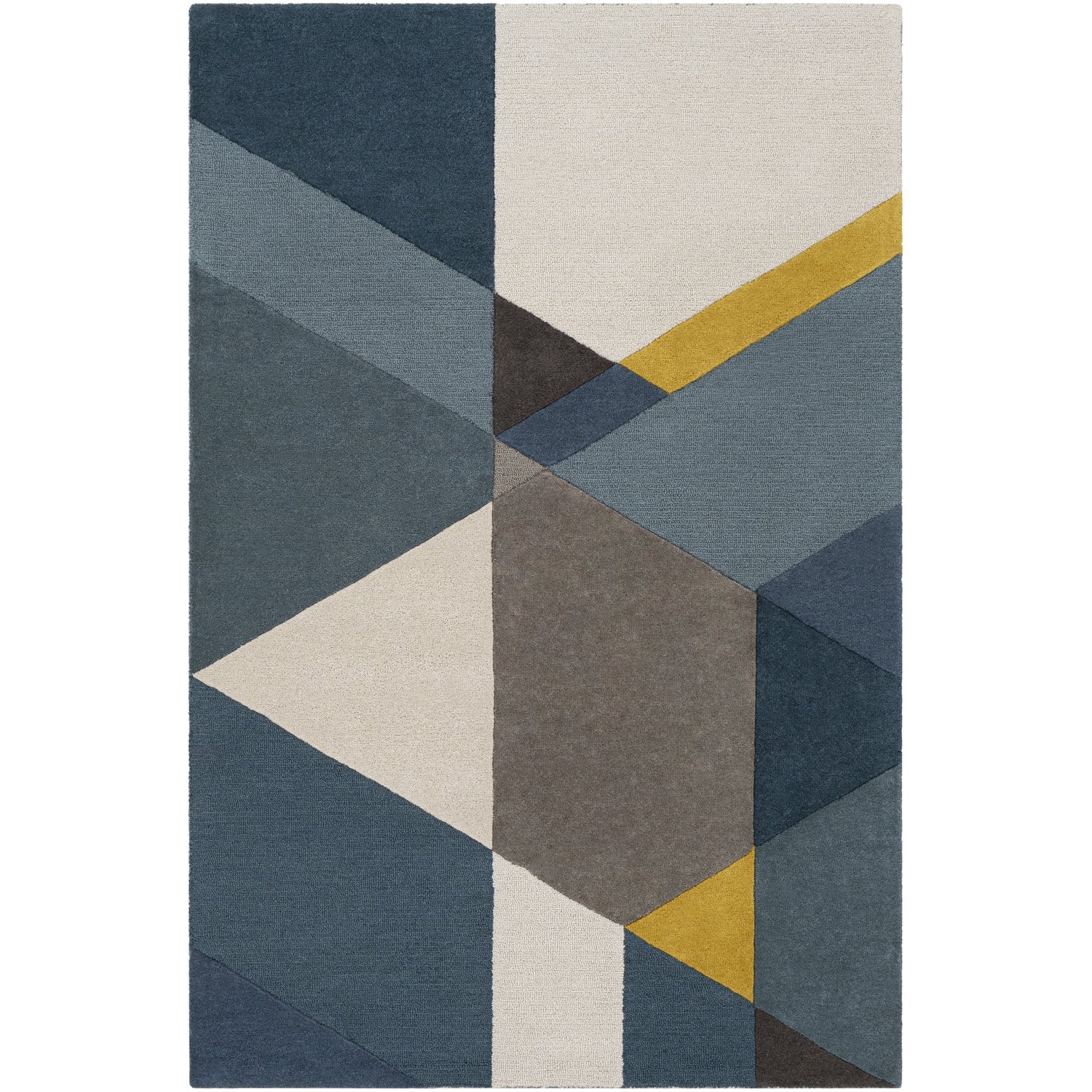 Brooklyn Hand Tufted Rug in Bright Yellow, Teal, Khaki, Taupe, Charcoal, Bright Blue