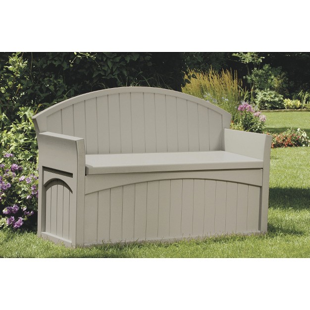 Patio Storage Bench 50 Gallon Taupe Suncast