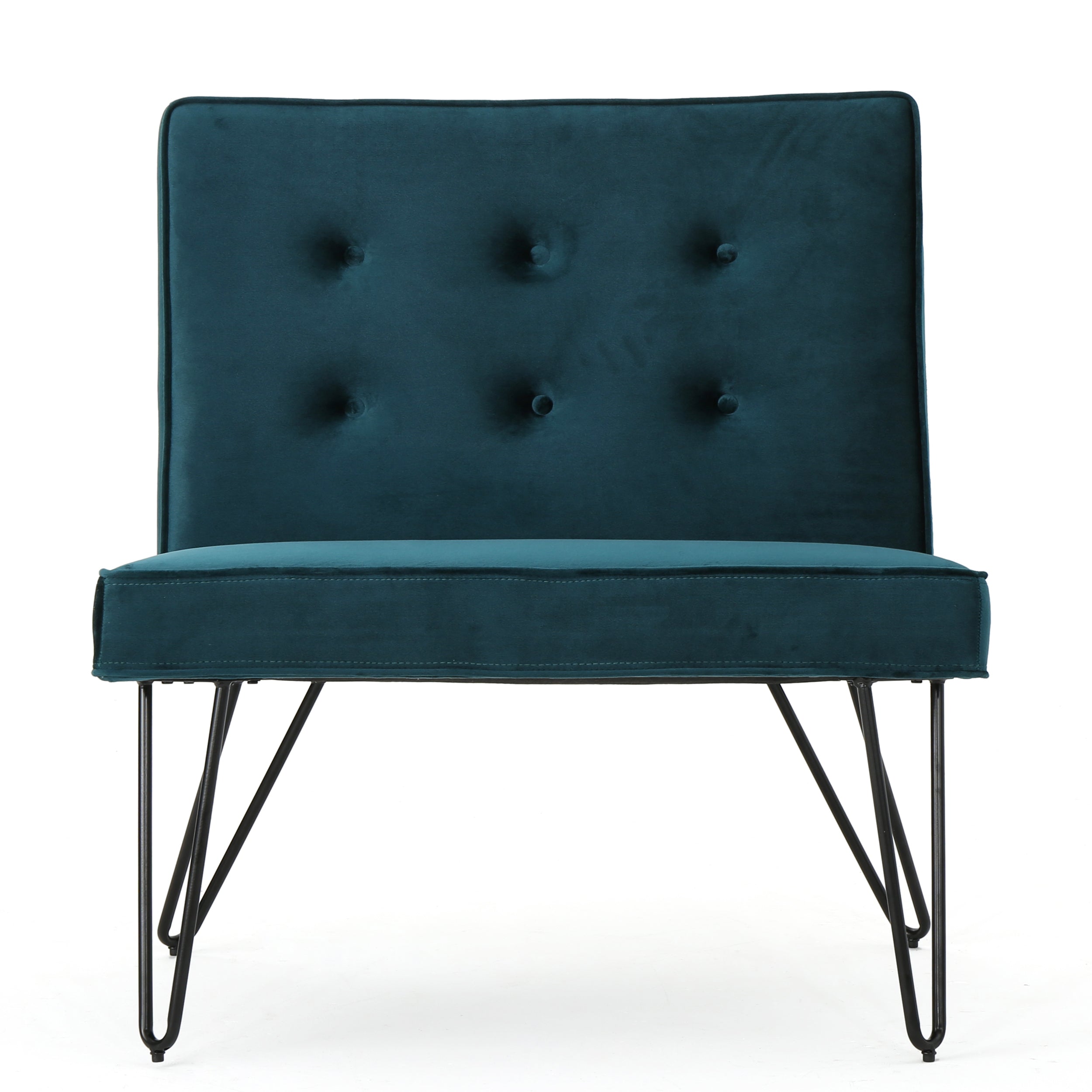 DuSoleil Modern Button Tufted Armless Velvet Accent Chair with Hairpin Legs