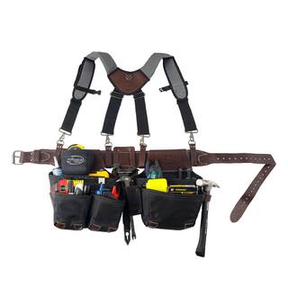 DEAD ON TOOLS Leather Hybrid Weather-Resistant Tool Belt with Suspenders in Black DO-HSR