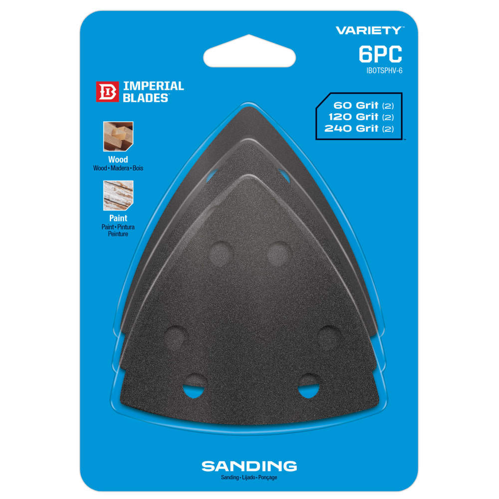 Oscillating Multi-Tool Triangle Sandpaper Variety Pack， 6PC