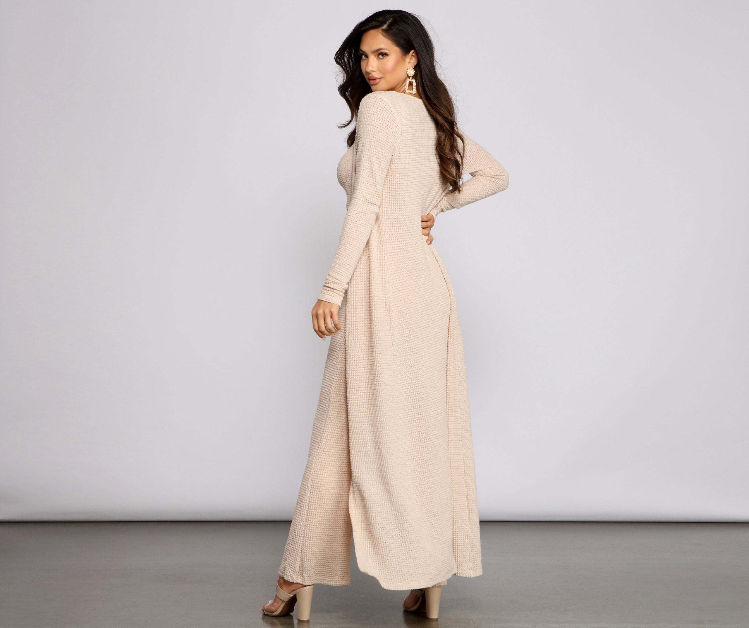 Trendy Textures Long Sleeve Duster