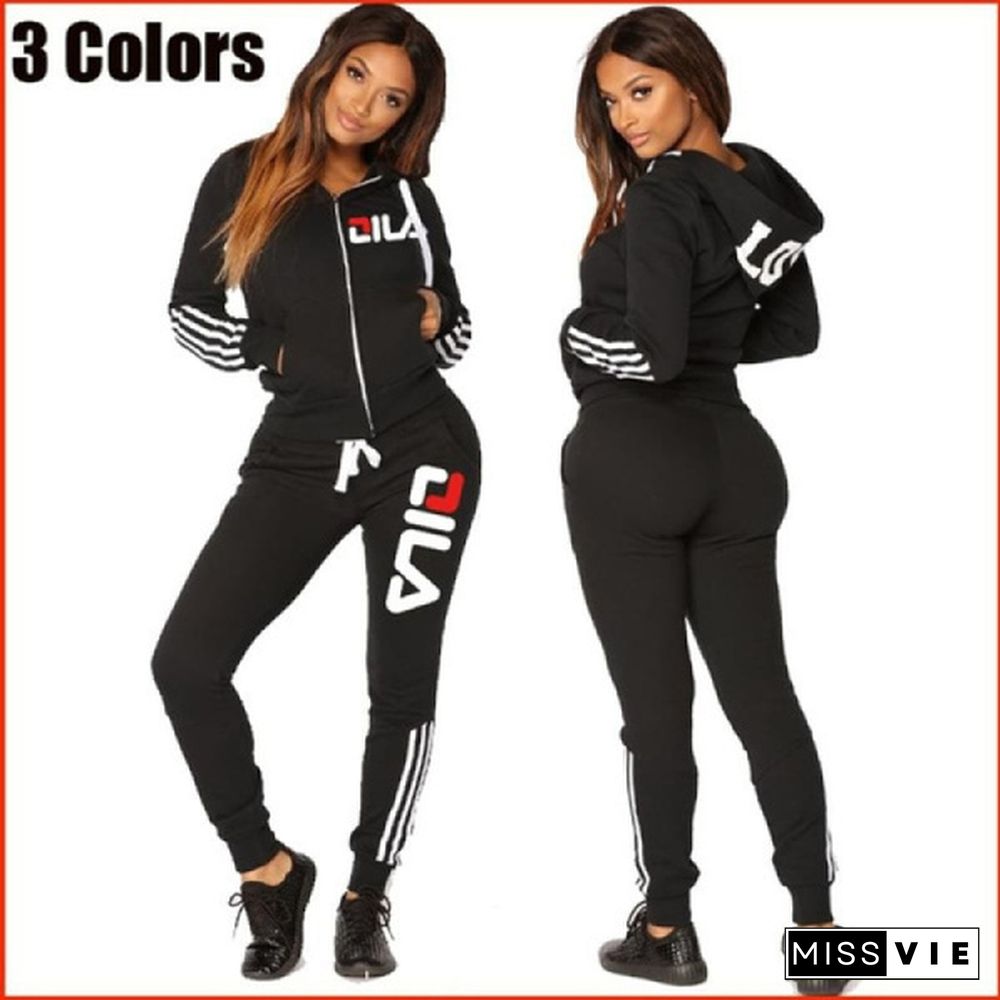 Women's Fashion Outdoor Casual Sweat Suits Printed Tracksuits Classic Jackets And Trousers Two Piece Outfits 3 Color..