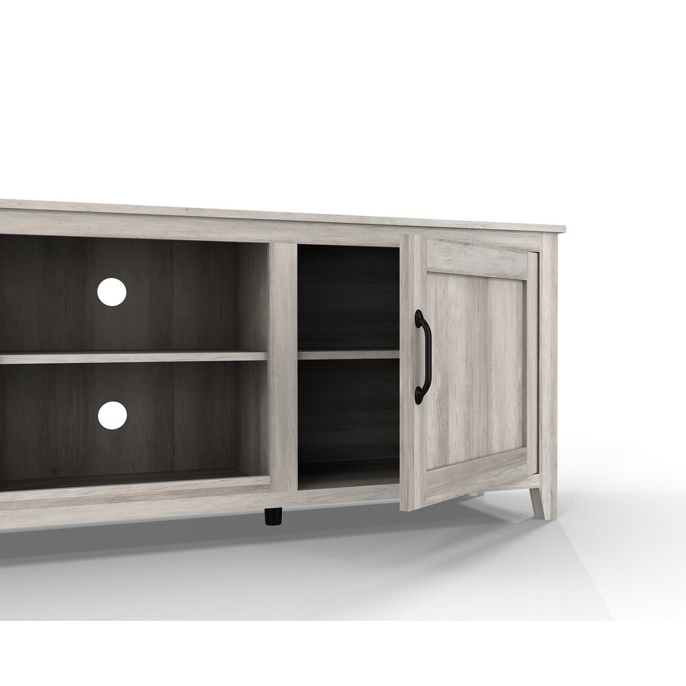 TV Stand Storage Media Console Entertainment Center With Two Doors for Living Room  Grey Walnut