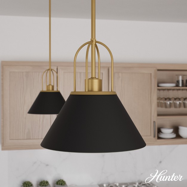 Carrington Isle Flat Pendant Ceiling Light Fixture Matte Black luxe Gold Hunter Fan