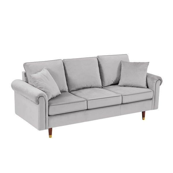 3 Seater Velvet Sofa with 2 Pillows