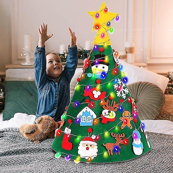 Lighted Felt Christmas Tree - Christmas Tree Craftwork With Led String Lights，pre-kindergarten Felt Toys For Living Room， Bed Room， Children's Rooms，