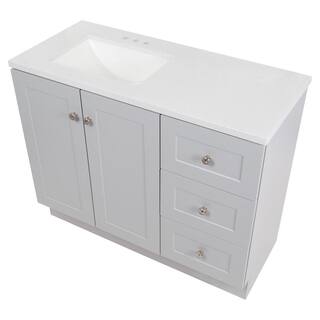 Glacier Bay Bannister 42.5 in. W x 18.75 in. D Bath Vanity in Pearl Gray with Cultured Marble Top in Colorpoint White with Sink BA42P2-PG