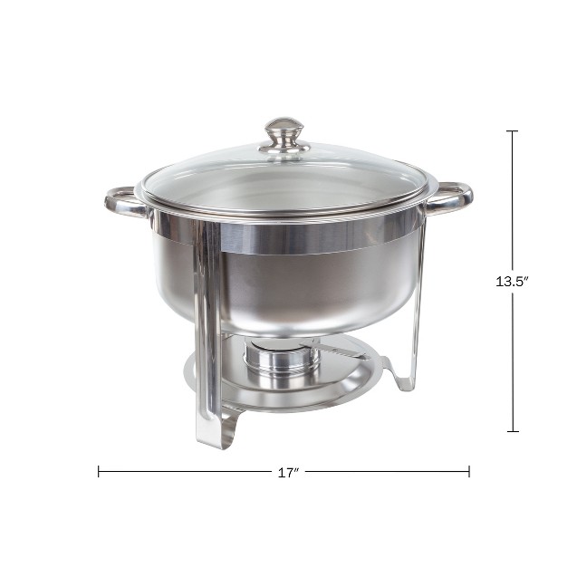 Classic Cuisine Chafing Dish 7 5 Quart Stainless Steel Round Buffet Set Includes Water Pan Food Pan Fuel Holder And Stand Set Of Two