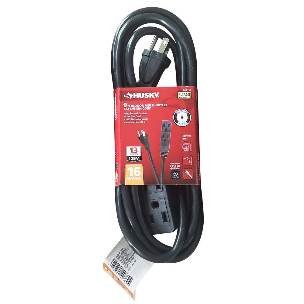 Husky 9 ft. 163 Black Banana Extension Cord KAB-2KAB-2F3-D