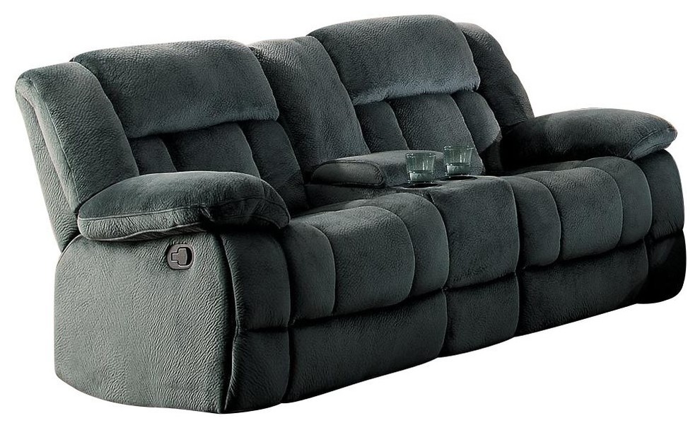 2 Piece Latona Double Glider Recliner Love Seat  Chair Charcoal Microfiber   Transitional   Living Room Furniture Sets   by AMOC  Houzz