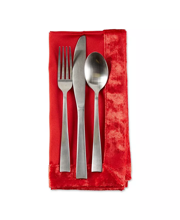 Design Imports Design Import Velvet Trimmed Napkin Set of 4