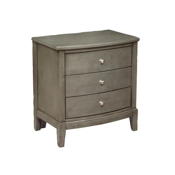 Bedroom Nightstand with 3 Drawers in Gray Finish