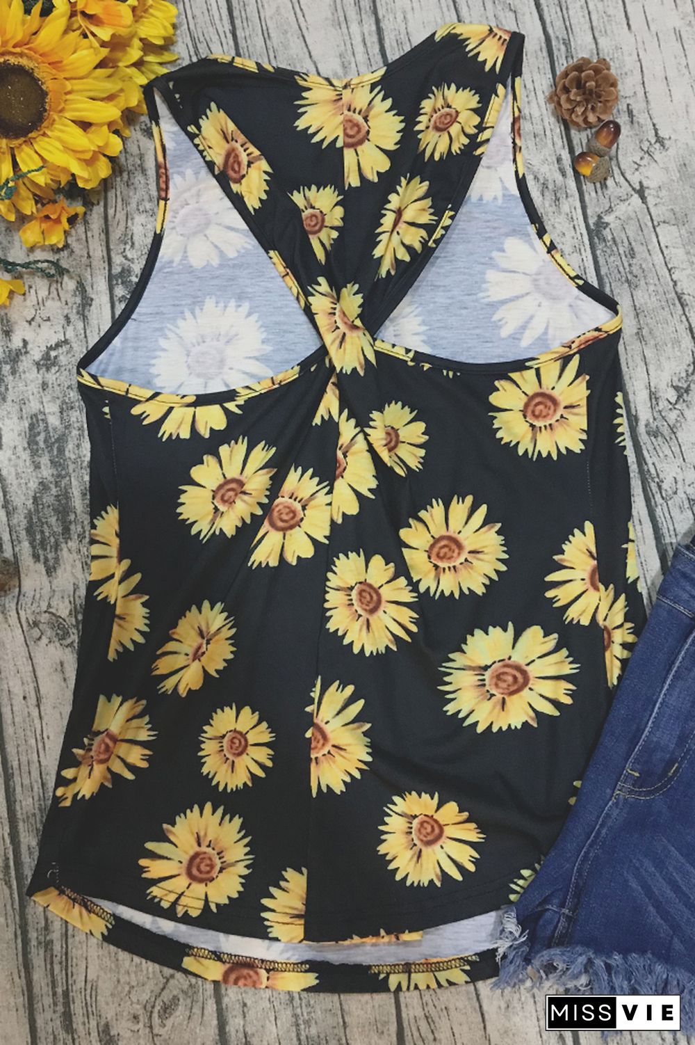 Sunflower Leopard Twisted Tank Top